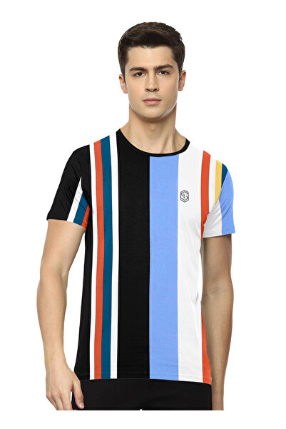 LAUREN SMITH تي شيرت رجالي كاجوال مخطط من القطن الغني - مجموعة لورين سميث للرجال