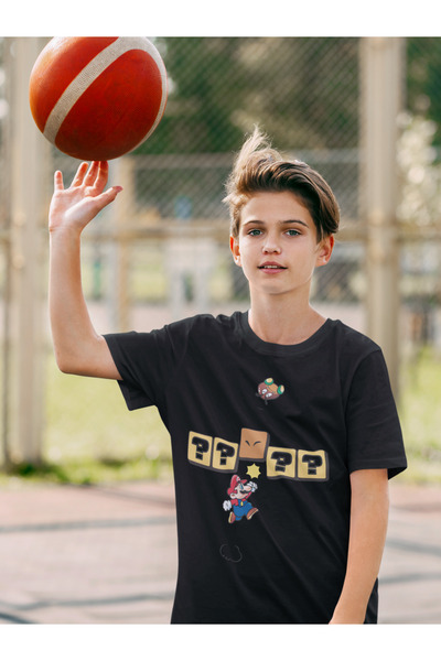 SEVBANO تي شيرت للأطفال مطبوع عليه سوبر ماريو للجنسين (1-12 سنة)