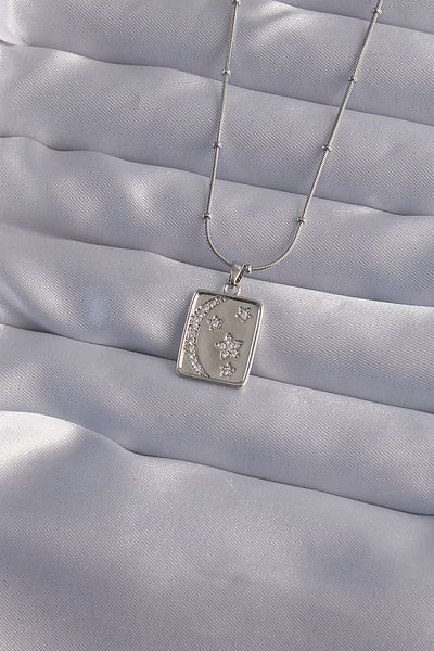 Clariss 316l steel chain silver color zircon stone moon star figured tarot necklace