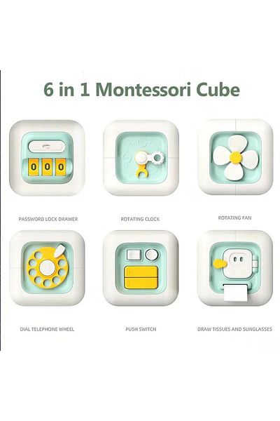 Picodino Cub Montessori Interactiv – Jucarie educativa cu activitati senzoriale, pentru copii 12 luni+