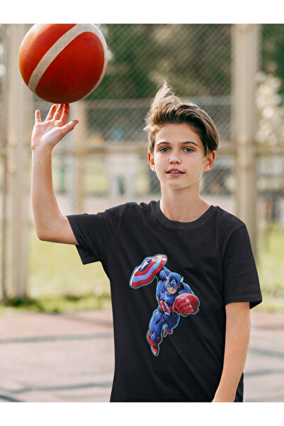 SEVBANO تي شيرت للأطفال مطبوع عليه كابتن أمريكا أفنجرز فيلم هيرو للجنسين (1-1...