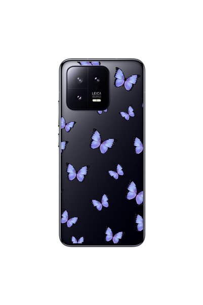 Dali Design Xiaomi Mi 13 Compatible Transparent Case with Butterfly 3 Design