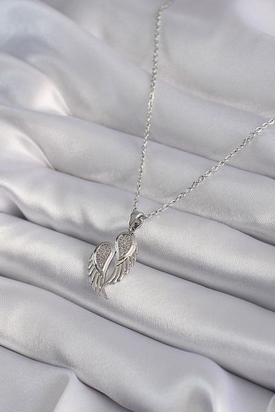 Clariss 316L Steel Silver Color Zircon Stone Wing Model Women's Necklace
