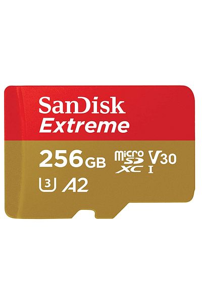 SanDisk SanDisk Extreme MicroSDXC Memory Card, 256GB, UHS-I U3, Class 10, V30 + SD Adapter