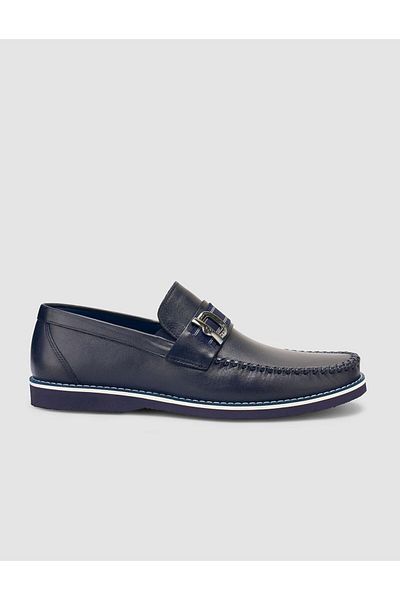 Cabani 100% Genuine Leather Navy Blue Men's Loafer
