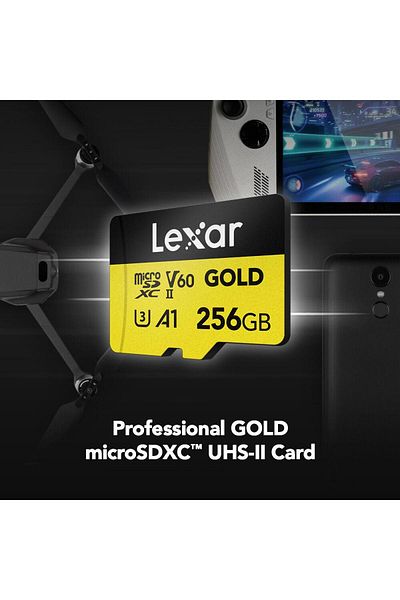 Lexar Card de memorie Lexar Professional GOLD, 256GB, microSDXC, UHS-II U3, V60, A1