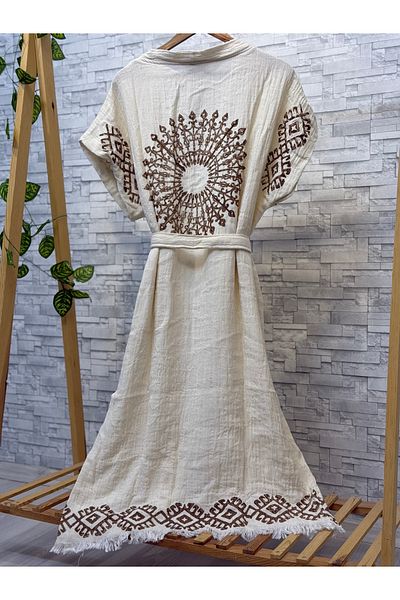 Befera Design Muslin Kimono 100% Cotton Ethnic Printed Patterned Bathrobe Kaftan Dressing Gown