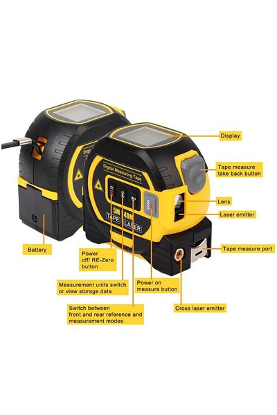 beauty pack Professional multifunctional tape measure with 3 in 1 laser, 60m measurement