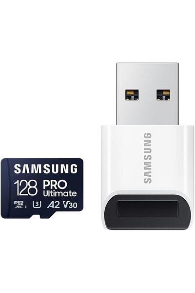 Samsung Samsung PRO Ultimate microSDXC UHS-I Memory Card, 128GB, Reader, Blue