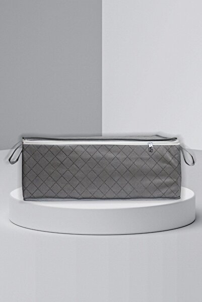 woodhub 8 adet kapitoneli büyük boy baza altı ve çekyat tipi hurç 60x40x22 gri