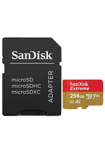 SanDisk SanDisk Extreme MicroSDXC Memory Card, 256GB, UHS-I U3, Class 10, V30 + SD Adapter