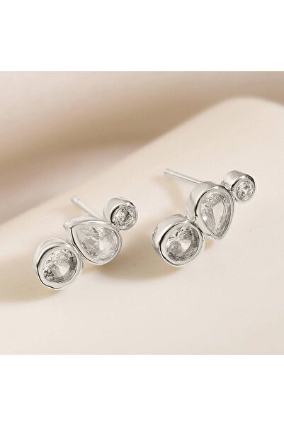 çelik takı design أقراط فضية اللون من الفولاذ المقاوم للصدأ مكونة من 3 قطع