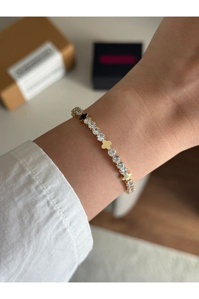 RoseandRoses Vc Logo Detailed Baguette Bracelet Gold