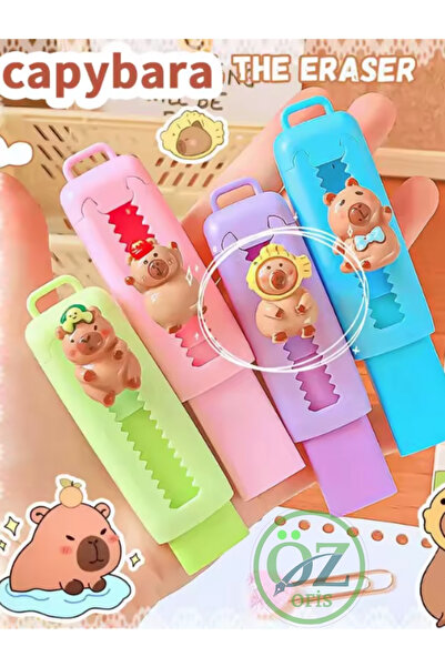 ÖZ OFİS Kapibara Capibara Sürgülü Silgi -Yumuşak - İz Bırakmaz – Sevimli Renk...