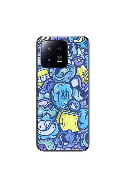 Dali Design Xiaomi Mi 13 Compatible Transparent Case with Graffiti 9 Design