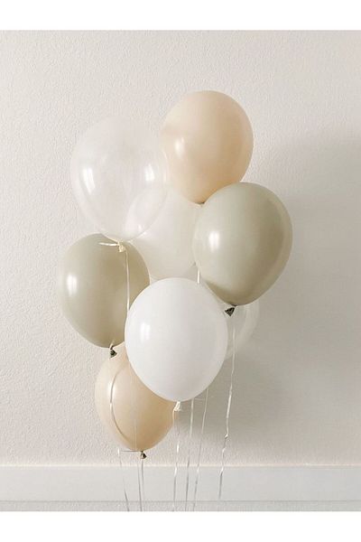 PartyPoo Bride to Be 3 Transparent 3 White 2 Sea Sand 2 Stone Color Pastel Balloon Set – Party and Decoration