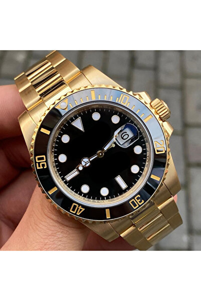 Tulpar Premium Series Gold Color Black Dial Steel Band Men Wrist Watch in Special Box