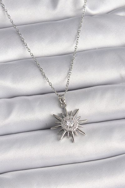 Clariss 316L Steel Silver Color Chain Zircon Stone Sun Model Women's Ring
