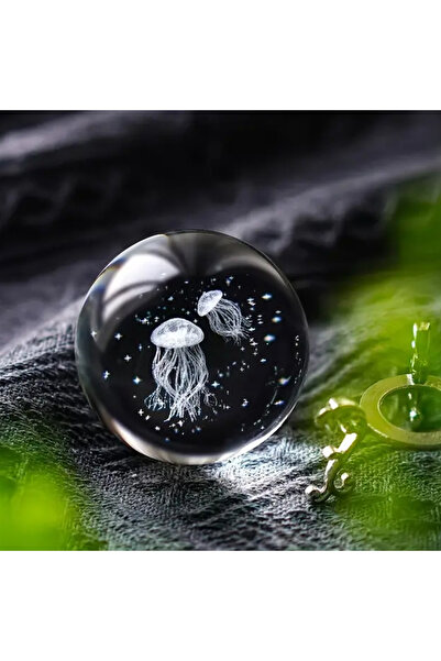 hediyesahibi Metal Ayaklı Deniz Anası Tasarımlı 3D Cam Küre 6cm