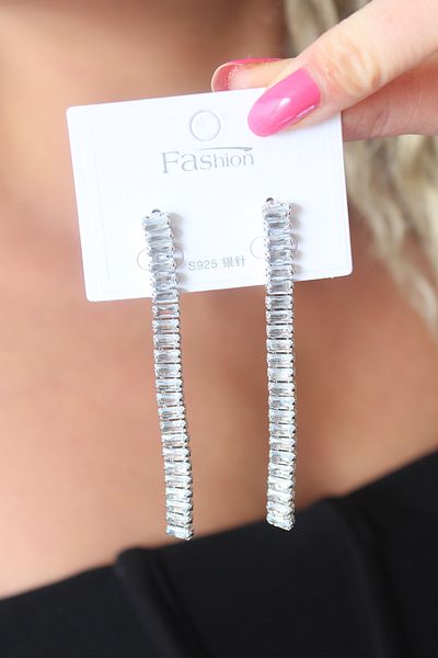 Clariss Silver Color Zircon Stone Women's Earrings