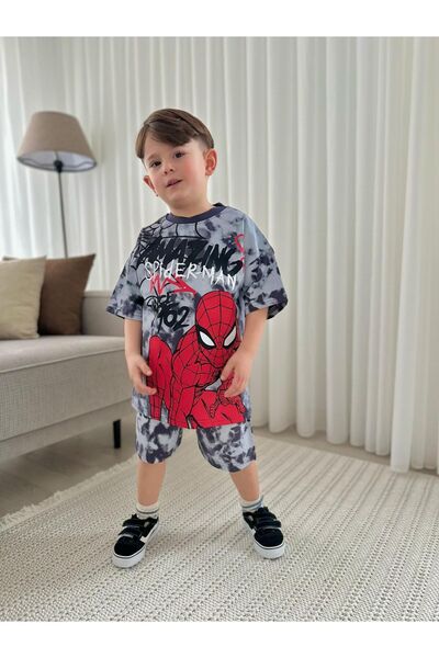 JELİBOOM KİDS Men's Spider Man Shorts Suit