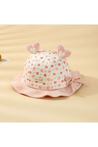 GlassySKY (3-12 Months) Breathable Heart Pattern Fisherman Model Hat Sun Protection Outdoor Summer Beach Vacation