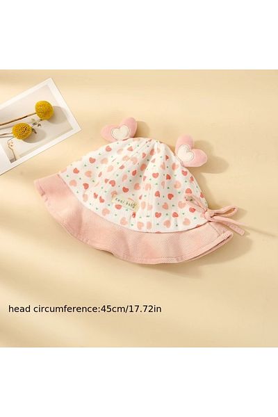 GlassySKY (3-12 Months) Breathable Heart Pattern Fisherman Model Hat Sun Protection Outdoor Summer Beach Vacation