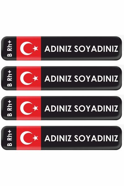 hediyenebak 4'lü Kişiye Özel Kan Grubu Motor Bisiklet Araba Kask Set Sticker Seti Damla Etiket 9x2,5 cm