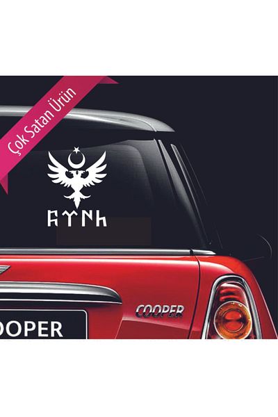 hediyenebak Autocolant cu scris turcesc cu două capete de vultur pentru mașină, motocicletă, laptop, autocolant pentru geam 27x37 cm