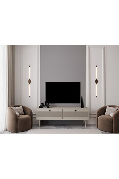 melura home MELURA TV ÜNİTESİ KUMTAŞI 140 CM 2 KAPAKLI %100 MDF LAKE AHŞAP AY...