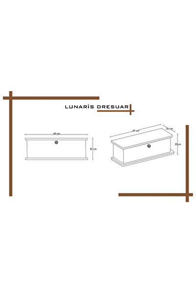 melura home LUNARİS DRESUAR KUMTAŞI OVAL KENAR %100 MDF KAPAKLI DUVARA MONTE