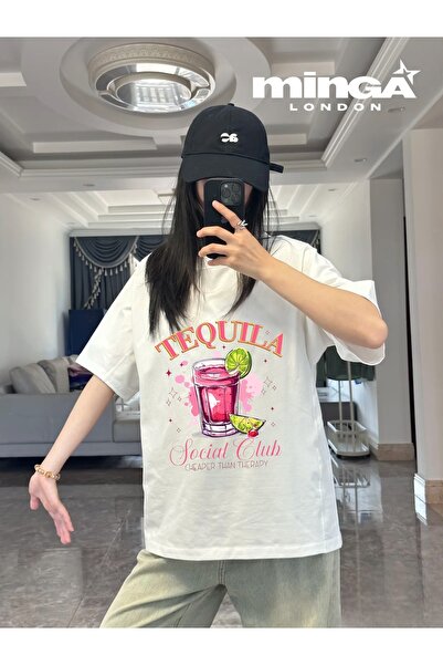 Minga London Tricou oversize alb cu imprimeu Summer Pink Drink - Minga London