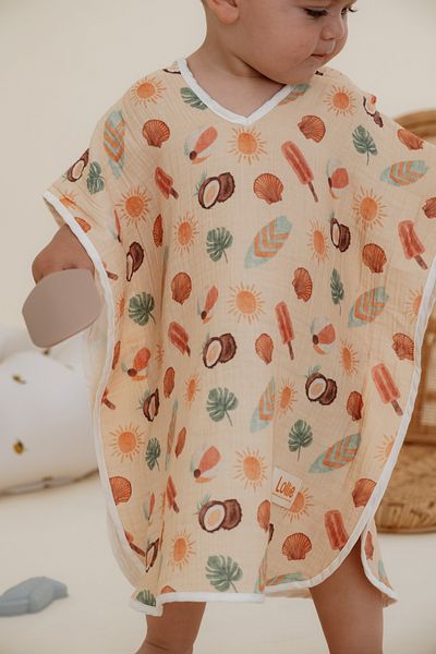 Lollie Baby&Kids Baby Kids Muslin Poncho 1-4 Years 100% Cotton, Hawaii
