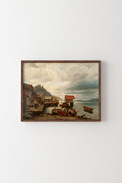 epiqart Village Fisherman - Cadru cu model din lemn