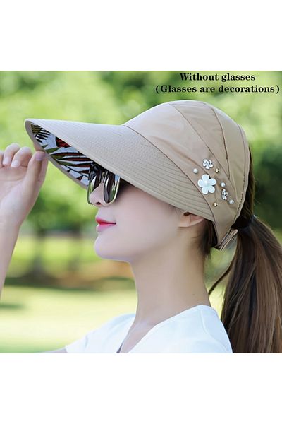 GlassySKY Wide Brim Foldable and Breathable Women Hat Sun Protection,,Summer Beach Holiday Outdoor
