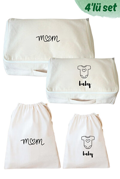 AboutThePerfect 4'lü Anne Bebek Doğum Hastane Düzenleme Bavul ve Çanta Seti, ...