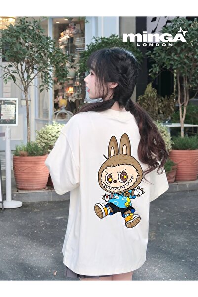 Minga London Tricou oversize bej cu imprimeu pe spate Labubu - Minga London