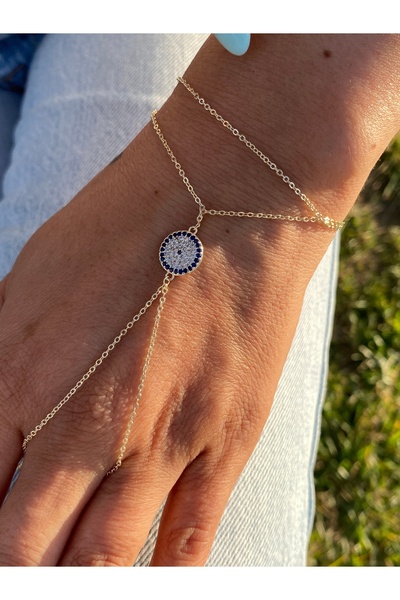 kurukafagift Şahmeran Nazar Boncuklu Zirkon Taşlı Altın Gold Renk