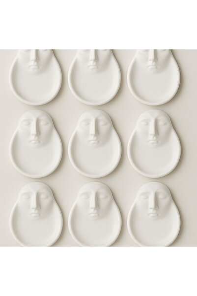 Genel Markalar 10 Adet Yüz Figürlü Alçı Dekoratif Obje – Boyanabilir Hobi Ürünü