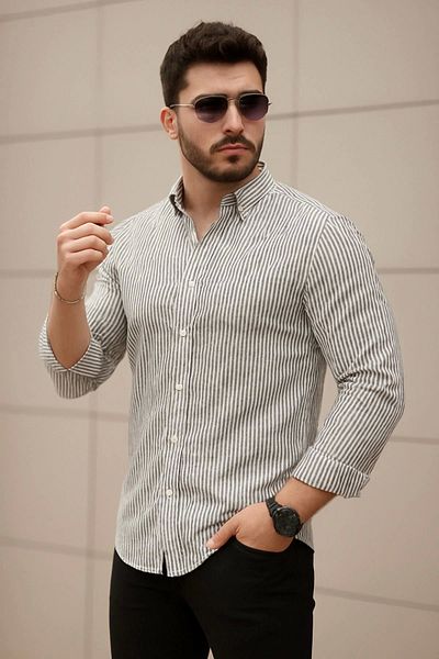 LC Waikiki Lc w men's classic stylish button-down striped shirt