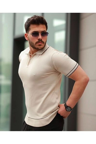 LC Waikiki Lc W Shirt Collar Zipper Summer Short Sleeve Men's T-Shirt / T-Shirt