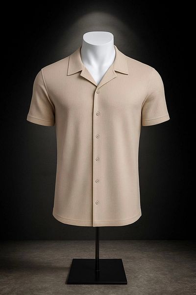 LC Waikiki Lc W Men's Short-Sleeved Button-Down Breathable Fabric Collar Shirt