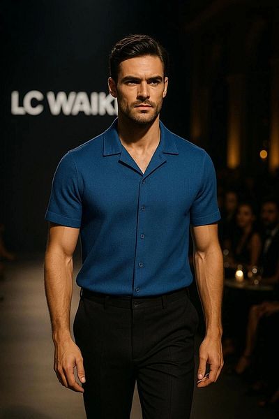 LC Waikiki Lc W 100% Cotton Special Design Ironing Unwilling Textured Fabric Short Sleeve Men's Summer Shirt