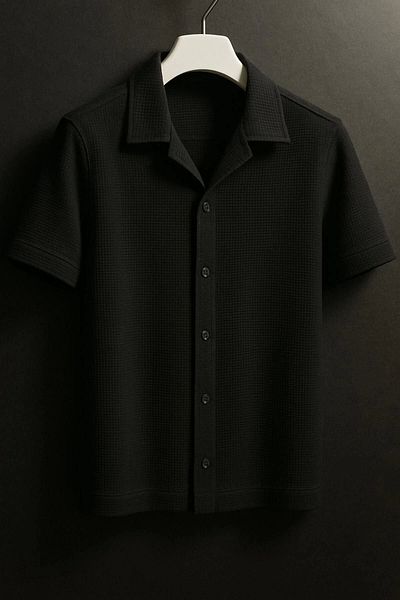 Store 100% Cotton Waffle Fabric Premium Quality Short Sleeve Summer Men's Shirt