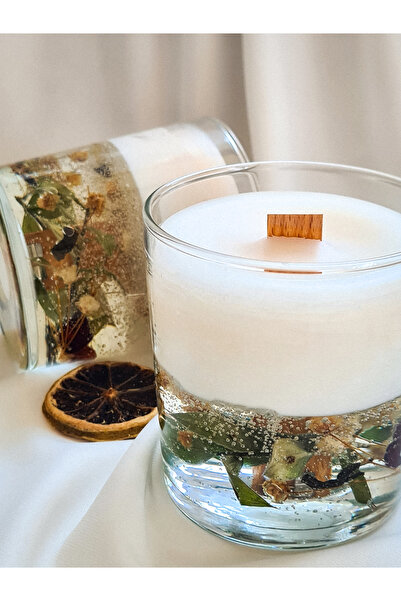 Marka Kuru Çiçekli Jel Mum – Hanımeli & Yasemin Kokulu El Yapımı Mum (TC-1HS)