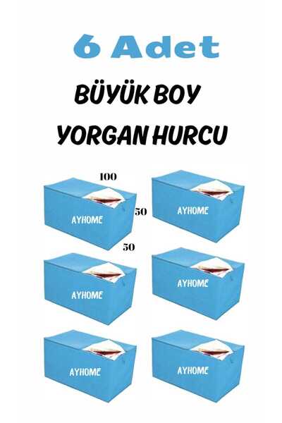 AboutThePerfect Mavi Setli 6'lı Kutu ve Sandık Tipi Yorgan Hurçları