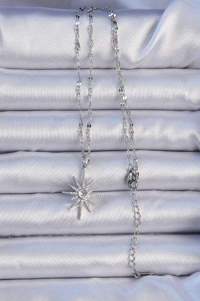 Store 316L Steel Chain Silver Color Zircon Stone Polar Star Necklace