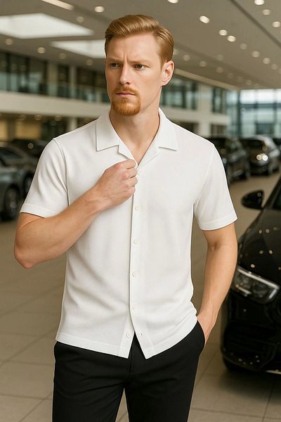 LC Waikiki Lc W 100% Cotton Premium Quality Style New Model Button Collar Short Sleeve Textured Shirt
