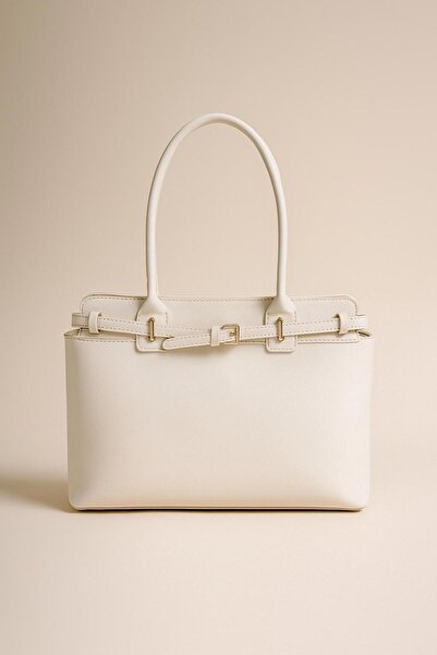 Timeless Kadın Klasik El ve Omuz Çantası – Krem Renk