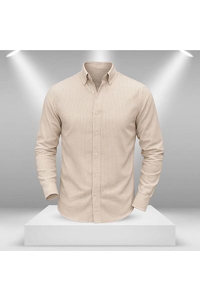 LC Waikiki Lc W Linen Striped Slim Fit Stylish Premium Quality Button Cotton Men's Shirt Classic and Sports Wear